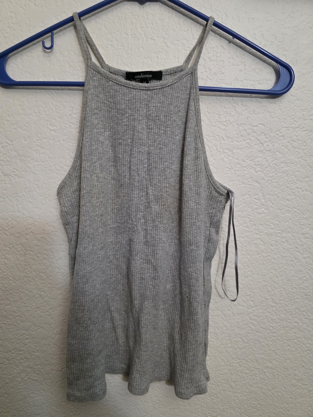 Ambiance Light Gray Ribbed Halter Tank